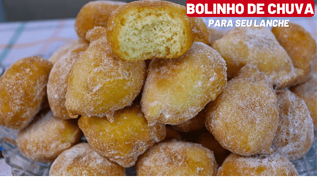 Receita Fácil: Bolinhos de Chuva Sequinhos e Fofinhos. 1 Bolinho de Chuva Sequinho para Lanche ou cafe