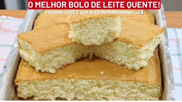 Bolo de Leite Quente Sem Óleo e Sem Margarina! 1 bolo caseiro