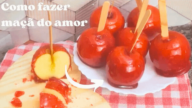 Maçã do Amor Crocante e Brilhante – Receita Fácil para Festas e Vendas! 1 Essa receita de maçã do amor crocante é perfeita para festas infantis, eventos escolares, festas juninas e até para vender.